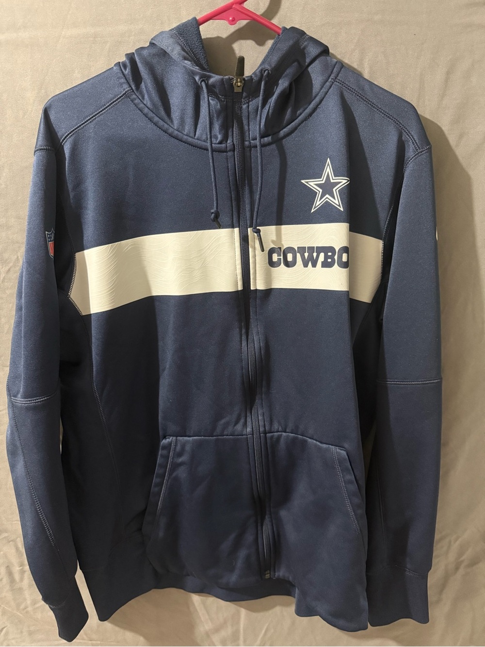 Dallas Cowboys Nike Navy Full-Zip Hoodie with White Stripe